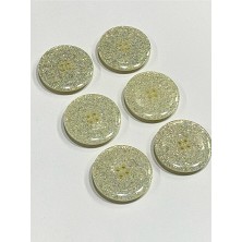 Karan Tuhafiye Kaban Mont Düğmesi/ Italyan Düğme/ Krem Simli / 6 Lı Set / 2,8 cm