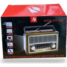 Gül İletişim KTF-1655 Nostalji Radyo Bluetooth Hoparlör El Feneri USB Şarjlı