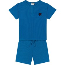 Antebies Mavi Waffle Şortlu Set