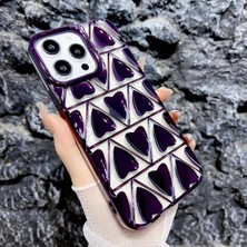 Forestl Digital iPhone15 Pro Max Case Için Elektroplatma 3D Aşk Kalp Şekli Tpu Telefon Kapak-Dark Mor (Yurt Dışından)