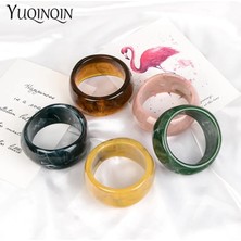 Qiuhong Shop Renk-3 Vintage Reçine Manşet Charms Bilezik Bilezik Kadınlar Için Moda Takı Akrilik Geniş Düzensiz Geometrik Parti Bileklik Kızlar Için (Yurt Dışından)