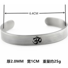 Qiuhong Shop 58-60MM Moda Paslanmaz Çelik Om Yoga Manşet Bileklik Hindu Budist Hinduizm Hindistan Açık Bilezik Erkek Kadın Punk (Yurt Dışından)