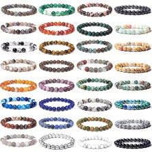 Qiuhong Shop 23CM Tarzı Amazonit Erkekler Bilezikler Doğal Şifa Enerji Kaplan Gözü Bilezik Cilalı Lapis Lazuli Boncuk Bileklik Elastik Pulsera Kadın Takı (Yurt Dışından)