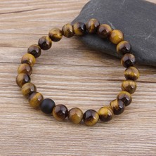Qiuhong Shop Siyah Beyaz Özel Kadın Erkek Mermer Boncuk Kaplan Gözü Boncuk Mavi Boncuk Lava Doğal Taş Boncuk Bilezik Geniş 8mm Taş El Yapımı Boho Takı (Yurt Dışından)