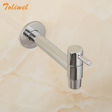 Mingjin Shop2 N2 Stili Ekstra Uzun Cilalı Krom Çamaşır Banyo Wetroom Mutfak Duvara Monte Fren Musluk Dış Mekan Soğuk Su Musluğu Bibcocks (Yurt Dışından)