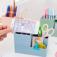 GongtuShop Mavi Stil Depolama Masası Kalemlik Ofis Okul Malzemeleri Saklama Kutusu Renkli Plastik Kutu Masa Kalemi Kalem Düzenleyici Cep Telefonu Braketi (Yurt Dışından)