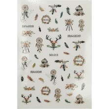 Flash Tattoos Simli Geyik Tribal Boho Desenli Kendinden Yapışkanlı Nail Art Süsü-Tırnak Sticker