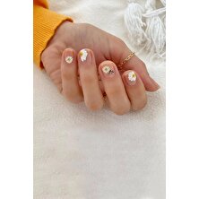 Beyaz Papatya ve Dallı Bahar Nail Art Süsü-Tırnak Sticker