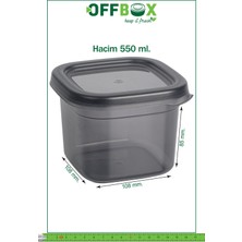 OFFBOX K-550 12 Li Set Kare Erzak Saklama Kabı Baharatlık 0,55 Litre 20 Etiket Hediyeli Antrasit