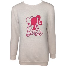 Urz Kids Kışlık Barbie Baskılı Sweatshirt Kız Çocuk Kışlık Şardonlu T-Shirt