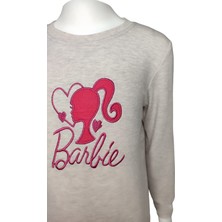 Urz Kids Kışlık Barbie Baskılı Sweatshirt Kız Çocuk Kışlık Şardonlu T-Shirt