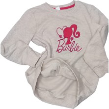 Urz Kids Kışlık Barbie Baskılı Sweatshirt Kız Çocuk Kışlık Şardonlu T-Shirt