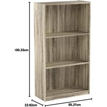 Uzaypix 3 Raflı Ahşap Kitaplık Çocuk Odası Çalışma Odası Ofis Mutfak Organizer Luxury Bookcase Lüks Kitaplık