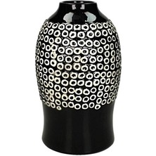 Laromita Decoration Düğme Vazo / Siyah-Beyaz