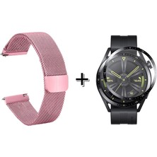Forzacase Huawei Watch Gt 3 46MM Için Metal Mıknatıslı Kordon Kayış + Ekran Koruma Filmi - FC096
