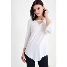 Laranor Yaka Detay Asimetrik Bluz 46 - Ecru
