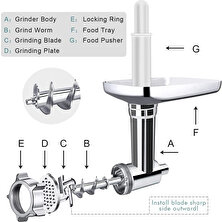 Pabiflo Kitchenaid Için Tezgah Mikseri Kıyma Makinesi Sosis Doldurma Tüpleri Et Kıyma Bıçağı Metal Gıda Öğütücü Eki (Yurt Dışından)