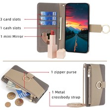 Forestl Digital iPhone14 Case Pu Deri Makyaj Aynası Cüzdan Telefon Kapağı Parmak Yüzük Grey (Yurt Dışından)