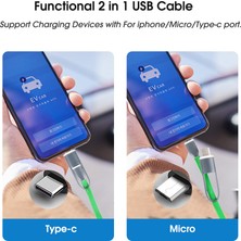 Telmba 2'si 1 Arada USB Mikro USB Tip C Kurşun Usb-C Hızlı Kablo Hızlı Şarj Kablosu Güç Senkronizasyonu Şarj Kablosu (Yurt Dışından)