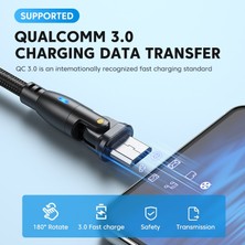 Telmba 180 Döndür USB C Kablosu Mikro Tip C Kablo Hızlı Şarj Kablosu Xiaomi Huawei iPhone Samsung 3A Qc3.0 Veri Kablosu Usb-C Şarj Cihazı (Yurt Dışından)