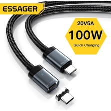 Telmba Essager 100W Manyetik Kablo Tip C USB C Kablosu Pd 5A Hızlı Şarj Veri Kablosu Macbook Pro Xiaomi Huawei P30 Pro Samsung (Yurt Dışından)