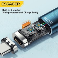 Telmba Essager 100W Manyetik Kablo Tip C USB C Kablosu Pd 5A Hızlı Şarj Veri Kablosu Macbook Pro Xiaomi Huawei P30 Pro Samsung (Yurt Dışından)