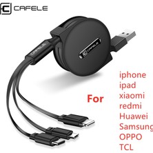 Telmba Cafele 3 In 1 Mikro USB Kablosu iPhone ipad Tipi C Şarj Aleti Kablosu Taşınabilir Geri Çekilebilir Şarj Telefon Kablosu Xiaomi Huawei Için (Yurt Dışından)