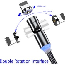 Telmba 540 Derece Dönen Manyetik Kablo C Tipi Mikro USB Telefon Kablosu IPHONE11 Pro Xs Max Xiaomi Samsung USB Kablosu Tel Kablo (Yurt Dışından)