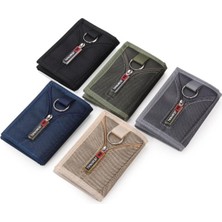 Telmba Yeni Erkek Üç Katlı Cüzdan Moda Naylon Kanvas Çanta Anahtarlık Tutucu Pencere Kart Sahibinin Velcro Cep Fermuar Kadın Para Çantası (Yurt Dışından)