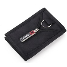 Telmba Yeni Erkek Üç Katlı Cüzdan Moda Naylon Kanvas Çanta Anahtarlık Tutucu Pencere Kart Sahibinin Velcro Cep Fermuar Kadın Para Çantası (Yurt Dışından)