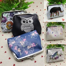 Telmba Kadın Mini Baykuş Kuş Çiçek Cüzdan Kart Tutucu Kılıf Bozuk Para Cüzdanı Debriyaj Çanta Çanta (Yurt Dışından)
