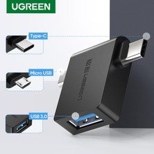 Telmba Ugreen USB 3.0 Otg Kablo Adaptörü 2 In 1 Mikro USB Adaptörü Tip-C Kablo Dönüştürücü Için Xiaomi One Plus Huawei Oppo Vıvo Samsung Nexus 6p Android Telefon (Yurt Dışından)