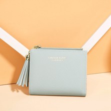 Telmba Carrken Kadın Kısa Kore Moda Dikey Çapraz Desen Püskül Fermuarlı Bozuk Para Cüzdanı Kredi Kartı Tutucu (Pembe) (Yurt Dışından)