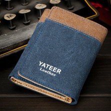 Telmba Retro Erkek Cüzdan Iş Kimlik Kartı Sahipleri Çanta Küçük Üç Katlı Cüzdan Deri Kısa Bifold Erkekler Için Ince Cüzdan Cartera Hombre (Yurt Dışından)