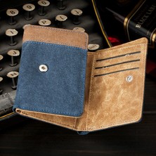 Telmba Retro Erkek Cüzdan Iş Kimlik Kartı Sahipleri Çanta Küçük Üç Katlı Cüzdan Deri Kısa Bifold Erkekler Için Ince Cüzdan Cartera Hombre (Yurt Dışından)