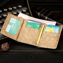 Telmba Retro Erkek Cüzdan Iş Kimlik Kartı Sahipleri Çanta Küçük Üç Katlı Cüzdan Deri Kısa Bifold Erkekler Için Ince Cüzdan Cartera Hombre (Yurt Dışından)