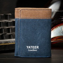 Telmba Retro Erkek Cüzdan Iş Kimlik Kartı Sahipleri Çanta Küçük Üç Katlı Cüzdan Deri Kısa Bifold Erkekler Için Ince Cüzdan Cartera Hombre (Yurt Dışından)