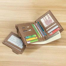 Telmba 2022 Yeni Erkek Kısa Cüzdan Retro Snap Üç Katlı Cüzdan Çoklu Kart Ehliyet Fermuarlı Bozuk Para Cüzdanı (Yurt Dışından)