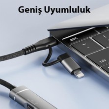 Polham 5in1 1x Lightning ve 1xtype-C Çevirici Adaptör,2x Type C 1x Usb,1x Sd Tf Kart Çevirici Çoğaltıcı Hub