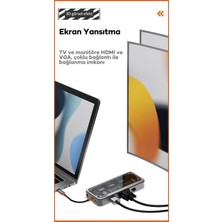 Polham 10IN1 100W Type C Çoğaltıcı Hub, 1x Type C, 3x Usb, 1x Hdmi, 1x RJ45, 1x Sd/tf, 1x Vga, 1x 3.5mm Aux