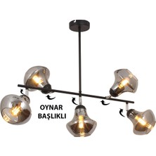 Taşcan Aydınlatma Lona 5 Li Siyah Oynar Başlıklı Avize 2044F Modern Mutfak Yemek Masası Üstü Yatak Odası Salon Avize
