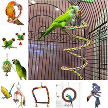 Shanhua Shop TYPE8-6.5X18CM Tarzı Yeni Papağan Halat Asılı Örgülü Muhabbet Kuşu Çiğneme Halatı Kuş Kafesi Papağan Oyuncak Pet Standı Eğitim Aksesuarları Conure Salıncak Malzemeleri (Yurt Dışından)