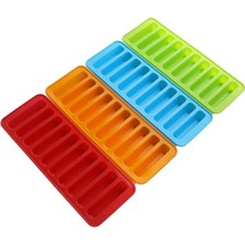 Pengfushop4 Kırmızı Stil 10 Izgara Şık Uzun Şerit Şekli Silikon Buz Küpü Kalıp Tepsileri Diy Pişirme Kalıbı Ice Cube Maker Silikon Sosis Sosisli Sandviç Kalıbı (Yurt Dışından)