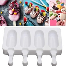 Pengfushop4 S Tarzı 4 Hücre Büyük Boy Silikon Dondurma Kalıbı Popsicle Kalıpları Dıy Ev Yapımı Tatlı Dondurucu Meyve Suyu Buz Pop Maker Kalıp Çubukları (Yurt Dışından)