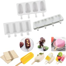 Pengfushop4 S Oval ve 20 Çubuk Stili Silikon Dondurma Kalıbı Popsicle Kalıp Varil Kalıpları Dıy Tatlı Kalıp Formu Varil Buz Pop Maker Ev Yapımı Buz Lolly Ahşap Sopa (Yurt Dışından)