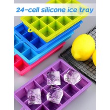 Pengfushop4 Yeşil Stil 24 Kavite Silikon Ice Cube Maker Dondurucu Için Kapaklı Tepsiler Dondurma Soğuk Içecekler Viski Kokteyller Mutfak Aletleri Aksesuarları (Yurt Dışından)