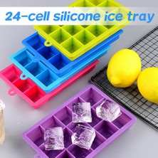 Pengfushop4 Yeşil Stil 24 Kavite Silikon Ice Cube Maker Dondurucu Için Kapaklı Tepsiler Dondurma Soğuk Içecekler Viski Kokteyller Mutfak Aletleri Aksesuarları (Yurt Dışından)