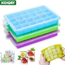 Pengfushop4 Kırmızı Stil 24 Izgara Gıda Sınıfı Ice Cube Maker Kalıp Kare Dondurma Kalıbı Kokteyl Viski Için Kapaklı Hızlı Bırakma Silikon Buz Küpü Tepsisi (Yurt Dışından)