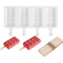 Pengfushop4 Beyaz C Tarzı 3D Silikon Dondurma Kalıbı Popsicle Buz Küpü Tepsi Gıda Sınıfı Magnum Kalıp Paletler Için Cakesicle Ahşap Çubuklar ile Ev Yapımı Aletler (Yurt Dışından)