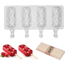 Pengfushop4 Beyaz C Tarzı 3D Silikon Dondurma Kalıbı Popsicle Buz Küpü Tepsi Gıda Sınıfı Magnum Kalıp Paletler Için Cakesicle Ahşap Çubuklar ile Ev Yapımı Aletler (Yurt Dışından)